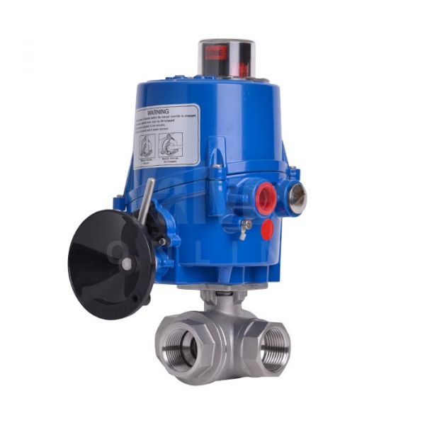Series 39 Electric Actuated 3 Way Screwed Stainless Steel Ball Valve
