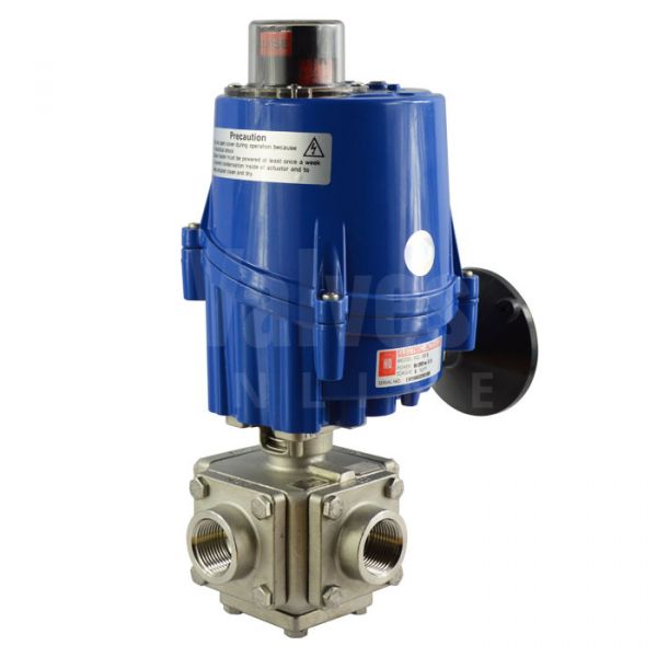 Series 33 Electric Actuated 3 Way Full Bore Stainless Steel Ball Valve