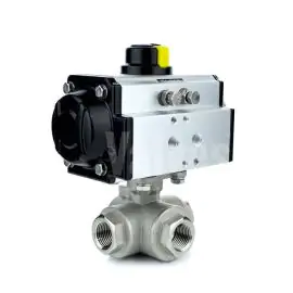 Economy 3 Way Pneumatic Actuated Stainless Steel Ball Valve