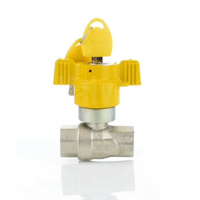 GAS APPROVED YELLOW LEVER BALL VALVE SHORT BUTTERFLY HANDLE 1/2" & 3/4" SIZE 