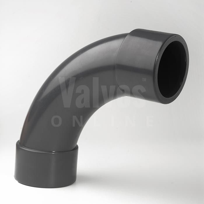 PVC 90 Degree Swept Bend Plain 1/2" to 4" Imperial sizes Pipe Fitting Grey 