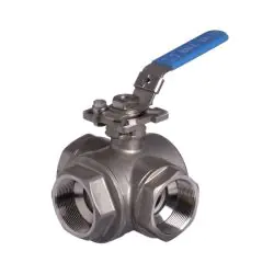 Stainless Steel Ball Valve 3 Way Screwed Reduced Bore Direct Mount