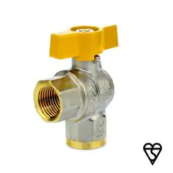 Brass Female x Female Angle Pattern Ball Valve - EN331 Gas Approved