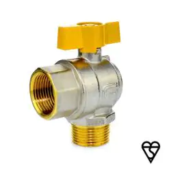 Brass Male x Female Angle Pattern Ball Valve - EN331 Gas Approved