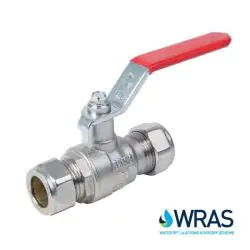 Brass Ball Valve Compression End with Red Lever