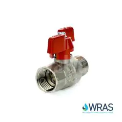 WRAS Approved Male x Female Brass Ball Valve - Red Butterfly Lever