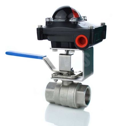  2 Piece Stainless Steel Manual Ball Valve with Limit Switchbox