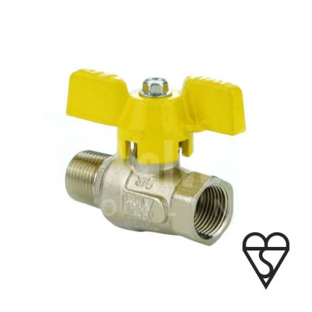 Brass Ball Valve BSI Gas Approved Butterfly Handle Male / Female