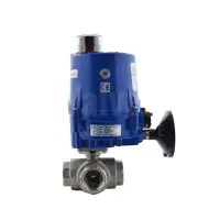 Series 39 Electric Actuated 3 Way Screwed Stainless Steel Ball Valve - 1