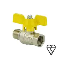 Brass Ball Valve BSI Gas Approved Butterfly Handle Male / Female - 0