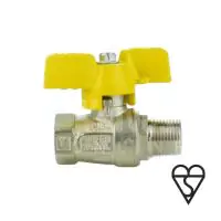 Brass Ball Valve BSI Gas Approved Butterfly Handle Male / Female - 1