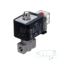 2/2 Stainless Steel Solenoid Valve 1-100 Bar Rated High Pressure - Size: 1/8" - 3/8" Servo Assisted - 0