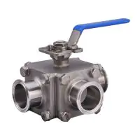3 Way Sanitary Clamp End Direct Mount Ball Valve - 0