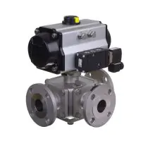 Series 33 Pneumatic Actuated 3 Way Flanged Stainless Steel Ball Valve - 1