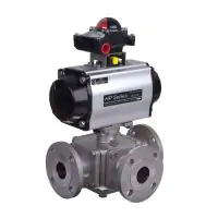 Series 33 Pneumatic Actuated 3 Way Flanged Stainless Steel Ball Valve - 2