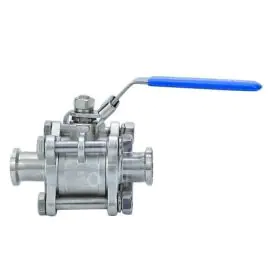 Economy Sanitary 3 Piece Manual Ball Valve - Clamp End