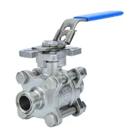 Economy 3 Piece DM Sanitary Ball Valve Clamp End