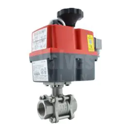 J+J Electric Actuated 3 Piece Stainless Steel Ball Valve