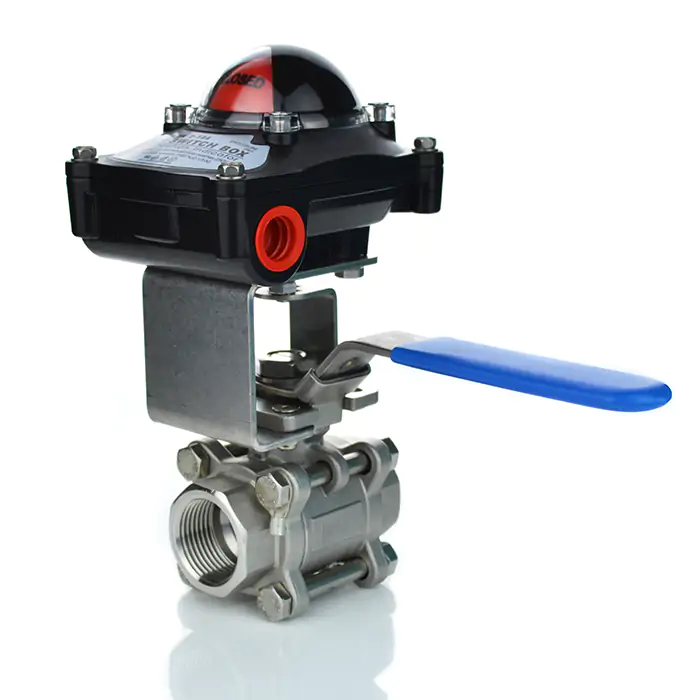 3 Piece Stainless Steel Manual Ball Valve with Limit Switchbox